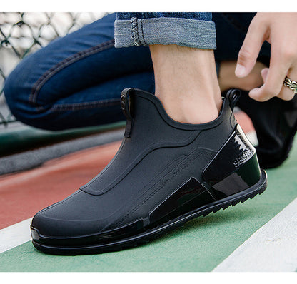 Cross-border Explosions Fashion Rain Boots Men's Non-slip Rubber Shoes Thick Sole Wear-resistant Outer Wear Rain Boots Non-slip Kitchen Water Shoes Men