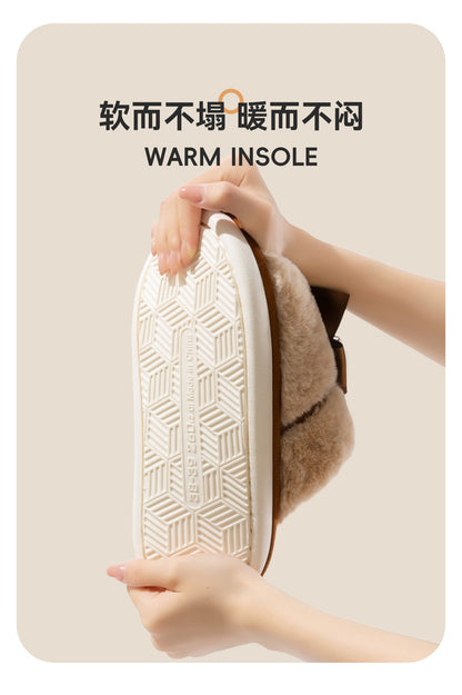 Bow Plush Cotton Slippers for Women Autumn and Winter 2025 New Warm Indoor Home Soft Sole Anti-Slip Confinement Slippers