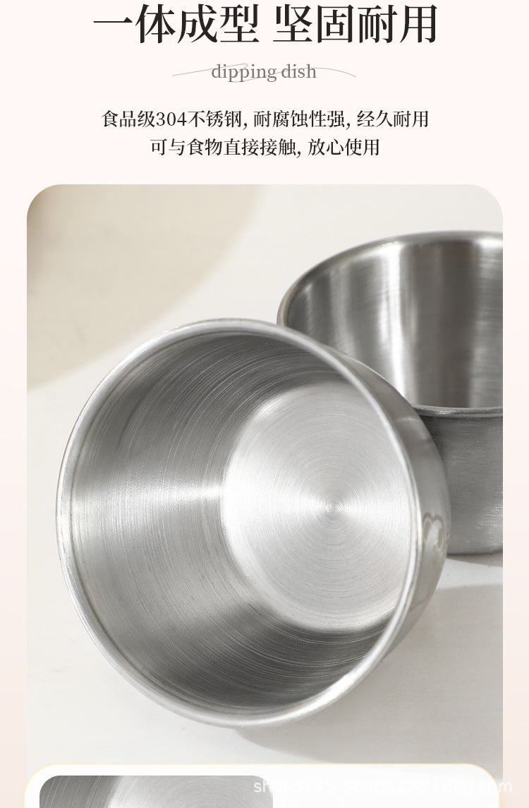 Cross-border 304 stainless steel sauce cup with lid 60ML spill-proof PE lid seasoning dish dipping cup