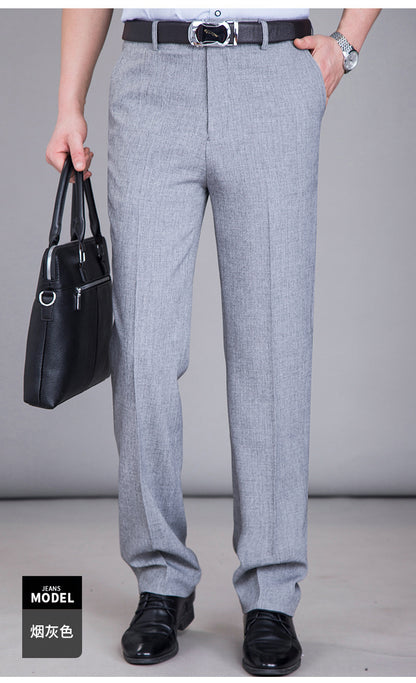 2025 New Summer Thin Mulberry Silk Middle-Aged Business Casual Straight Loose Wrinkle-Free Men's Pants