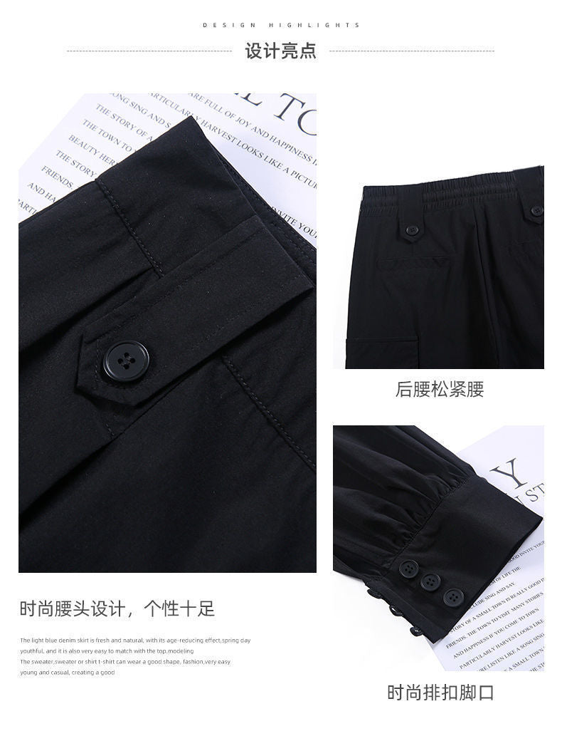 Women's Fleece-Lined Thickened Winter Korean-Style Cargo Pants, Jogger Loose Slimming Ins Harem Casual Pants for Students