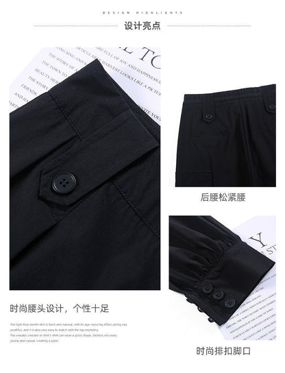 Women's Fleece-Lined Thickened Winter Korean-Style Cargo Pants, Jogger Loose Slimming Ins Harem Casual Pants for Students