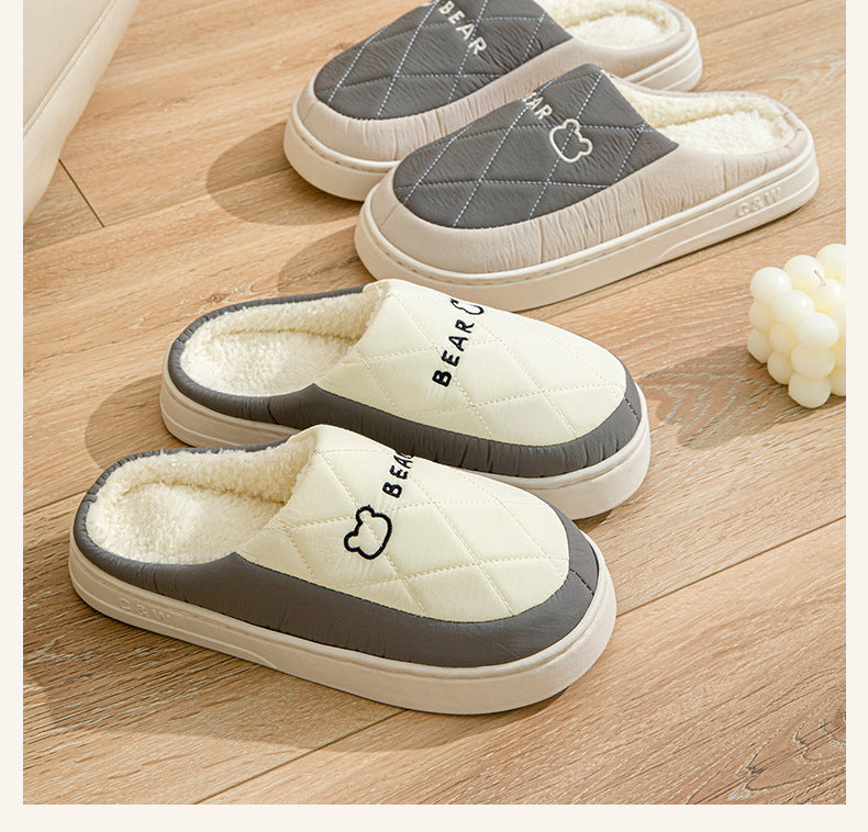 Winter Cotton Slippers for Men, Non-Slip, Wear-Resistant, Thickeneded, Lightweight, Outdoor Wear, Couple Style, Indoor Home, Warm Cartoon Cotton Slippers for Women