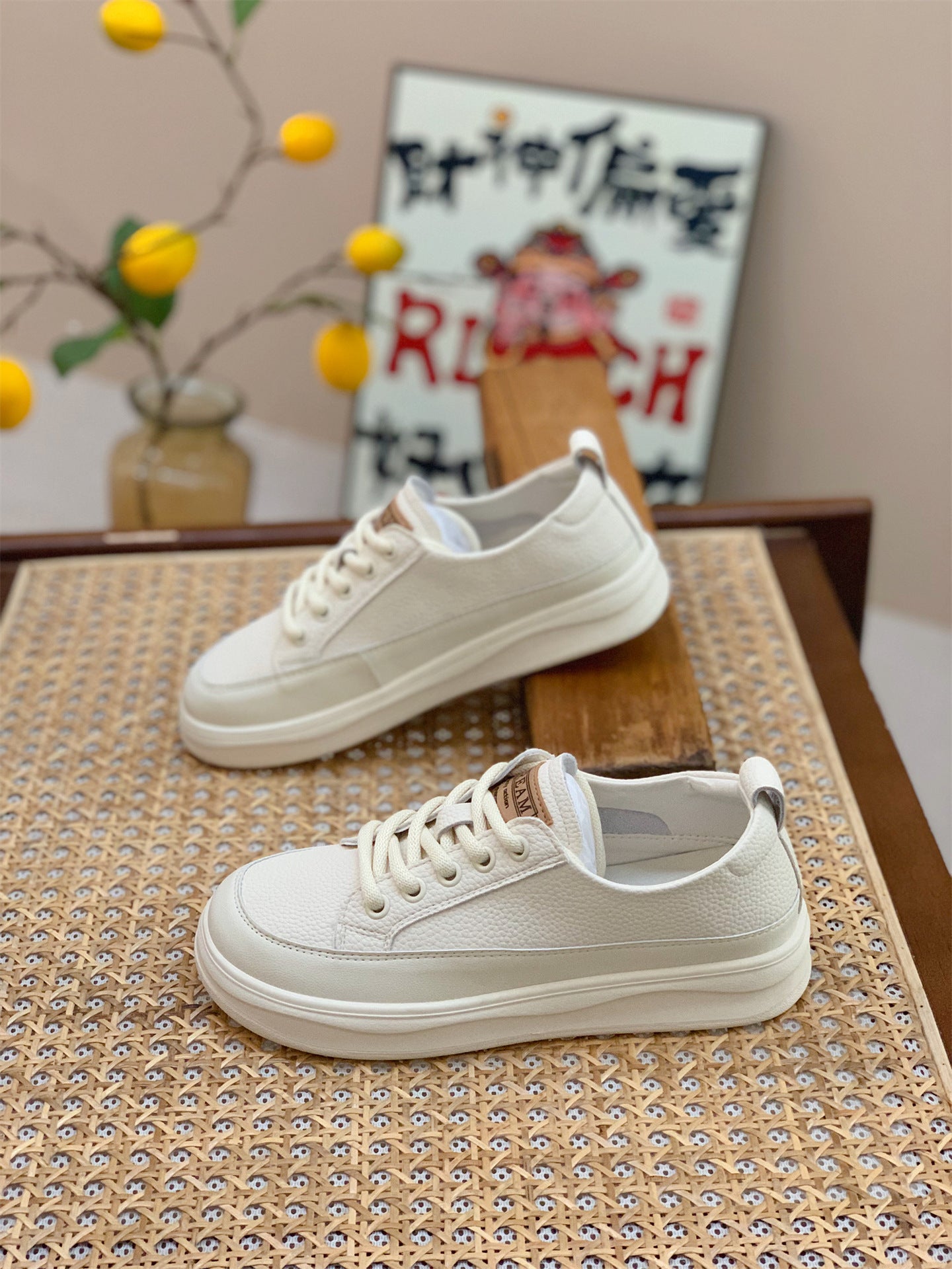 Genuine Leather Retro Sneakers for Women 2025 Spring & Fall New Niche High-Bottom Soft-Soled White Shoes Flats-Soled Sports and Casual Shoes