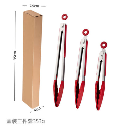 Cross-Border Silicone Clips, High Temperature Resistant Kitchen Anti-Scalding Barbecue Barbecue Clips, Food Clips, Household Stainless Steel Steak Clips