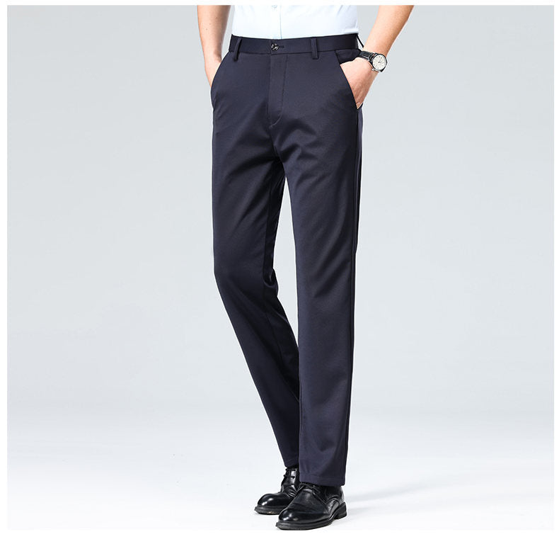 Wholesale casual pants men's four-sided elastic fabric summer ice silk pants trousers trousers high waist breathable iron-free formal trousers