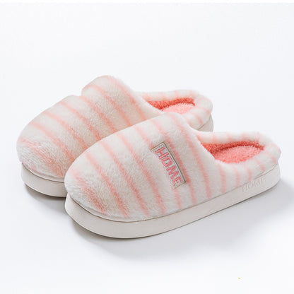 Cotton Slippers for Women in Autumn and Winter Indoor Home Non-Slip Thick-Soled Couple Style Plush Warm and Comfortable Home Cotton Slippers for Men
