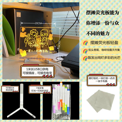 Children's Transparent Luminous Large Writing Board Household Erasable Small Whiteboard Acrylic Stand Message Board Cartoon with Light