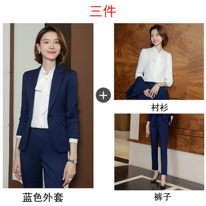 2023 autumn and winter professional style suit female manager professional attire temperament goddess fan sense suit suit pink small suit