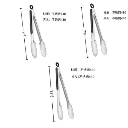 Cross Border Black Silicone Clip Food Clip Commercial High Temperature Resistant Food Grade Kitchen Steak Barbecue Grill Tool