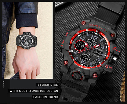 Sanda Hot-Selling Watch Korean Version Student Party Multi-Functional Waterproof Alarm Clock Electronic Watch Cool Dual Display Luminous Sports Watch by PDG ibma