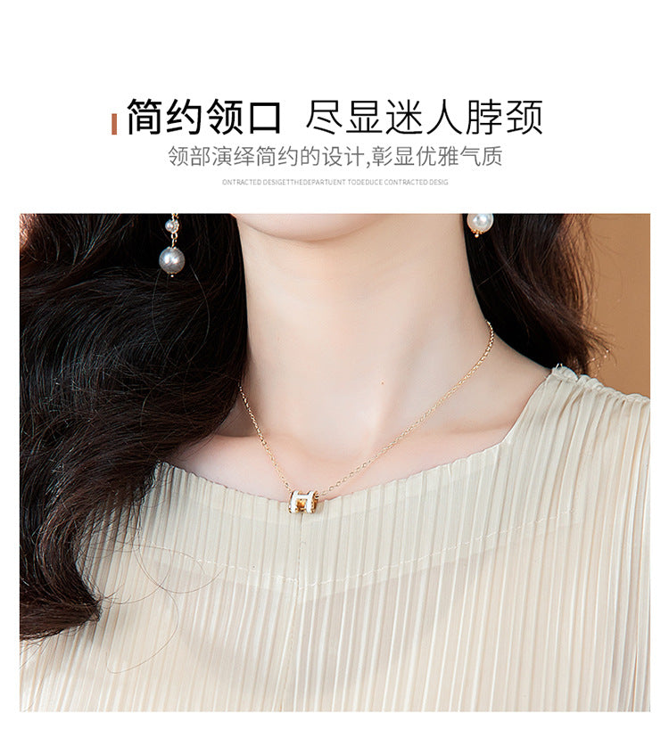 High-End Elegant Pleated Dress for Women, 2026 Summer New French Style Short-Sleeve Floral Dress