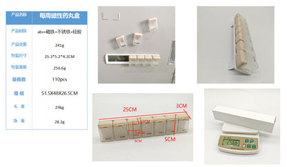 In-Stock Weekly Pill Organizer 1Timeaday Magnetic Pill Box Pill Storage Box Simple and Portable