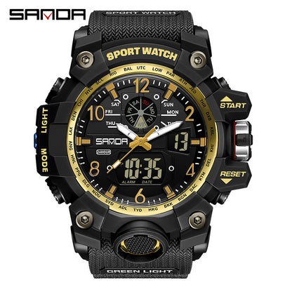 Sanda Hot-Selling Watch Korean Version Student Party Multi-Functional Waterproof Alarm Clock Electronic Watch Cool Dual Display Luminous Sports Watch by PDG ibma