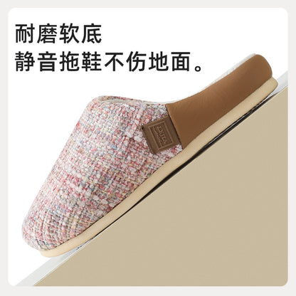 2025 New Cotton Slippers for Women, Retro Chanel Style, Winter Warm Non-Slip Indoor Slippers for Couples, Home Use for Men