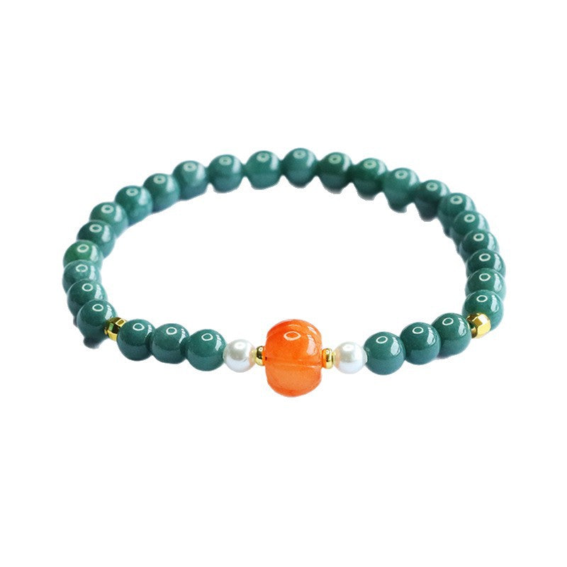 Guan Yu Natural Grade a Jadeite Blue Water Bracelet Golden Silk Jade Bracelet Live Broadcast Temple Hot Sale Wholesale S5070602