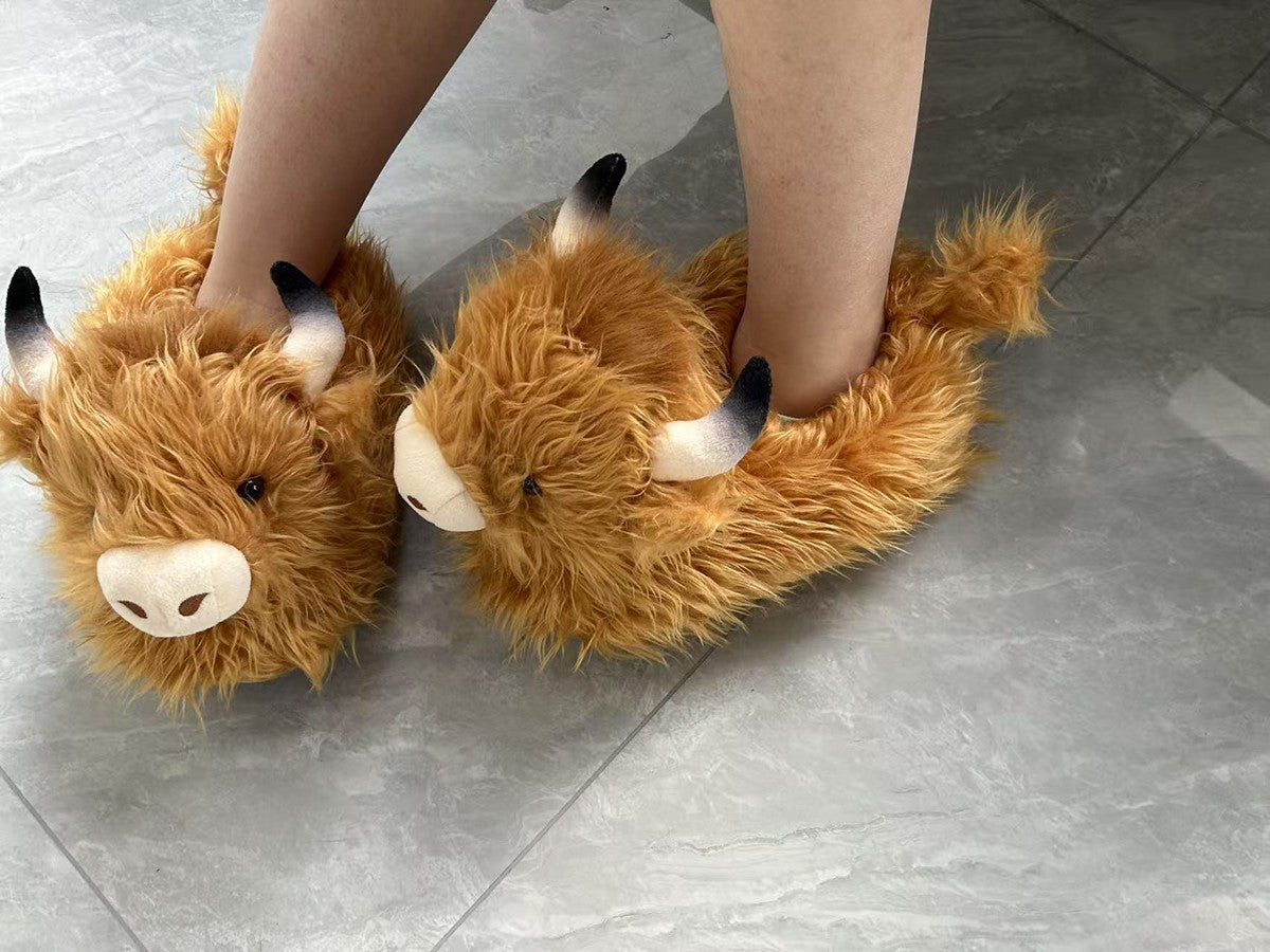 Imitation Yak Cotton Slippers Autumn and Winter Home Floor Stupid Cow Platform Cotton Shoes Cute Outer Wear Comfortable Slippers for Women