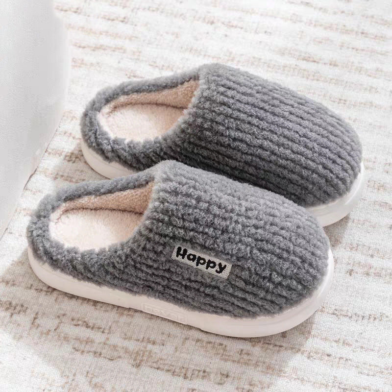 Cotton Slippers for Women in Autumn and Winter Home Non-Slip Thick-Soled Plush Indoor Home Slippers for Couples Plus Plush Slippers