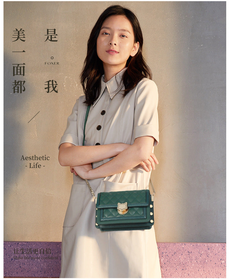 Chain Bag Women's 2024 New Trendy Fashionable Black Rhomboid Shoulder Crossbody Small Square Bag High-grade Commuter Shoulder Bag