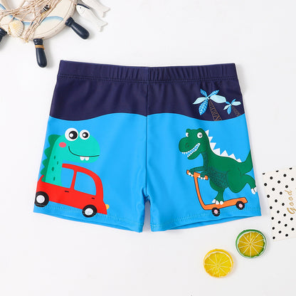 Children's Swim Trunks Boys Swimsuit Small, Medium and Large Children's Cartoon Printed Baby's Flat-Corner Swim Trunks Quick-drying Cross-border New