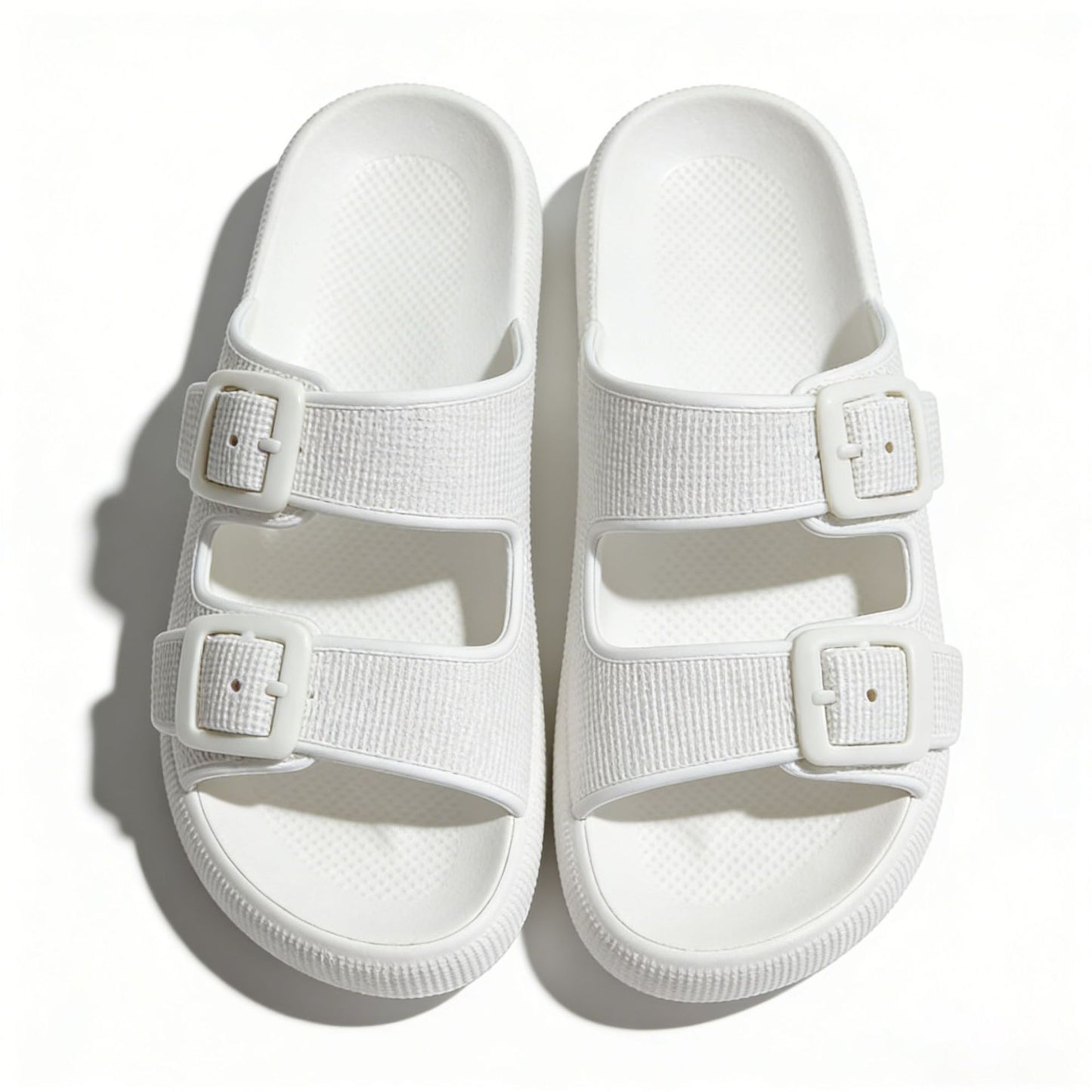 2026 New Thick-Soled Slippers, Wear-Resistant Double Buckle Eva Sandals, Couple's Summer Women's Outdoor and Indoor Slippers with a Soft Cushioning Feel