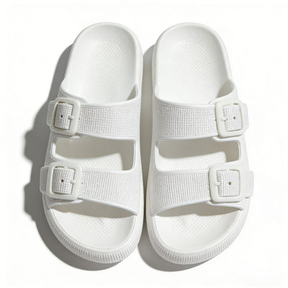 2026 New Thick-Soled Slippers, Wear-Resistant Double Buckle Eva Sandals, Couple's Summer Women's Outdoor and Indoor Slippers with a Soft Cushioning Feel