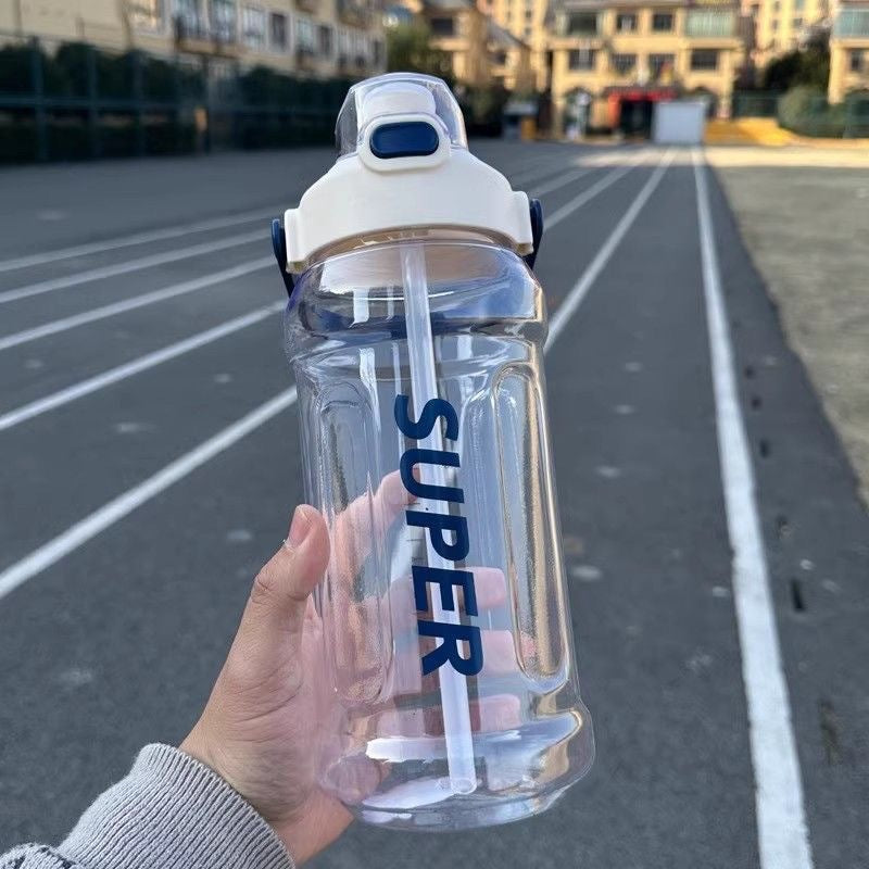 Large-Capacity Sports Water Cup Internet Celebrity Fitness High-Temperature-Resistant Plastic Cup Extra-Large Water Kettle Portable Straw Cup