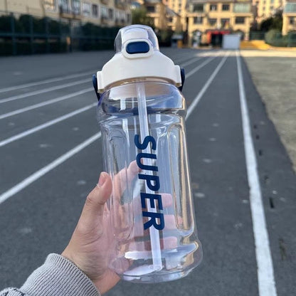 Large-Capacity Sports Water Cup Internet Celebrity Fitness High-Temperature-Resistant Plastic Cup Extra-Large Water Kettle Portable Straw Cup