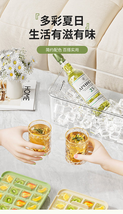 Cross-border pressing ice cube ice cube mould food grade pressing type household ice storage ice box with lid self-making ice box