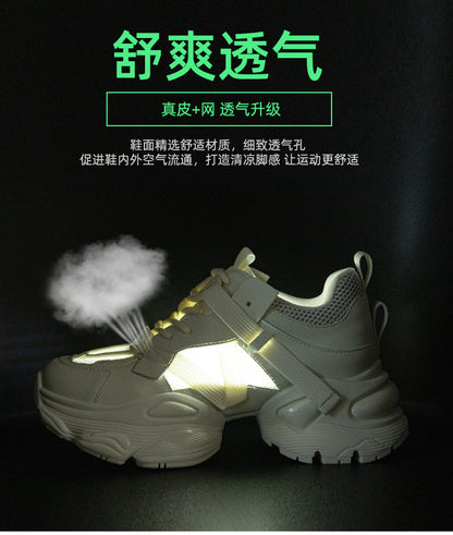 Thick-Soled Dad Shoes for Women 2025 Summer New Versatile Height-Increasing Breathable Mesh Sports Casual Shoes Platform Heel