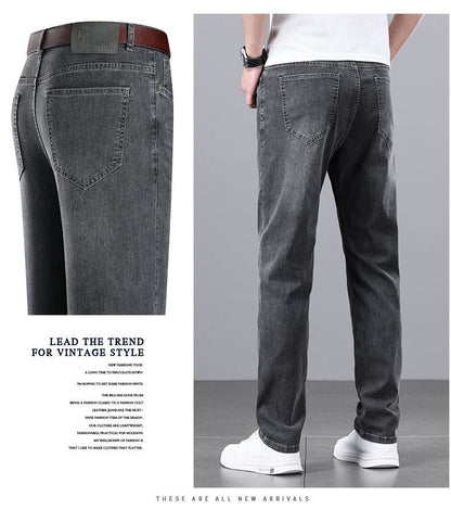 Light Luxury Smoke Grey Jeans Men's Straight Loose Summer Thin Men's Pants 2025 New Casual Trendy Trousers