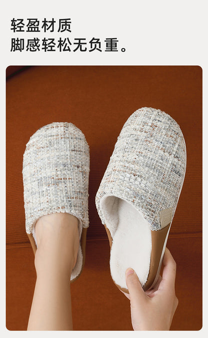 2025 New Cotton Slippers for Women, Retro Chanel Style, Winter Warm Non-Slip Indoor Slippers for Couples, Home Use for Men