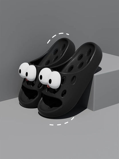 Bathroom Bath Slippers Women's Cartoon Eyes New Summer Home Dormitory Hotel Anti-slip Water Leakage Quick-drying Sandals for Men