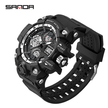 Sanda Hot-Selling Watch Korean Version Student Party Multi-Functional Waterproof Alarm Clock Electronic Watch Cool Dual Display Luminous Sports Watch by PDG ibma