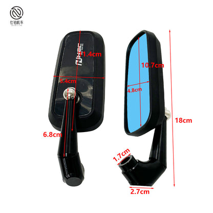 Motorcycle modification universal semi-CNC aluminum alloy rearview mirror mirror blue/chrome mirror anti-glare mirror H2C