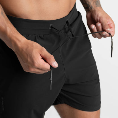 Crazy muscle men's shorts single layer woven quick-drying solid color running fitness sports casual American fifth pants