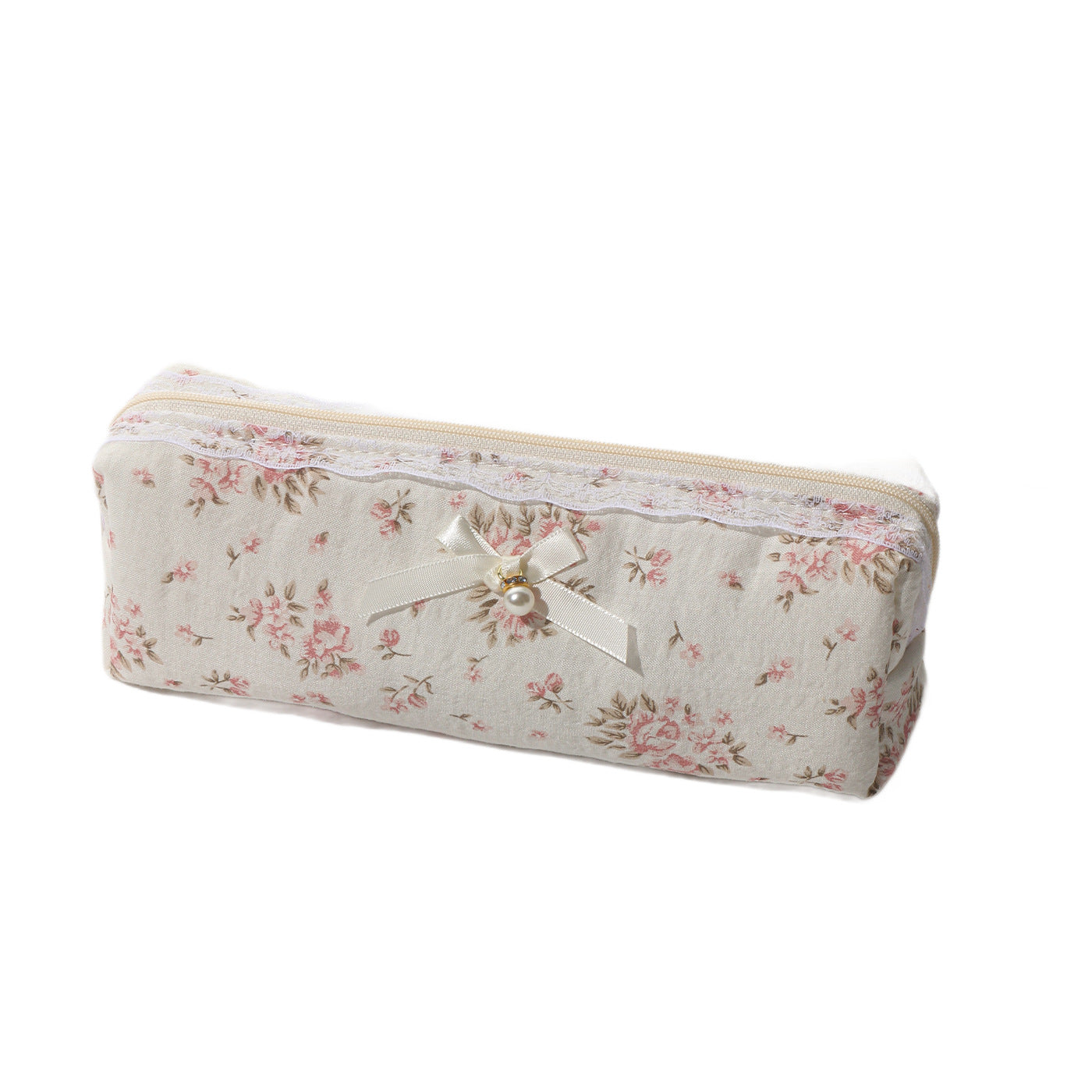 Cotton Lace Trim Storage Bag for Makeup Brushes, Cotton Makeup Bag, Toiletry Travel Soft Brush Pouch for Women, Artistic Style