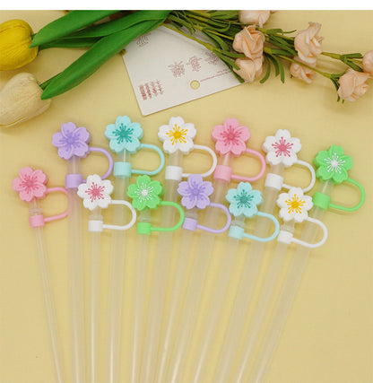 Popular 10mm Begonia Flower Straw Cap Stanley Water Cup Straw Plug Silicone Flower Straw Cover Direct from Manufacturer
