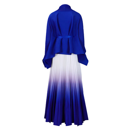 C8610 African plus size Women's Spring New Fashion Strap Bat Sleeve Top Gradient Color-changing Skirt Two-piece Set