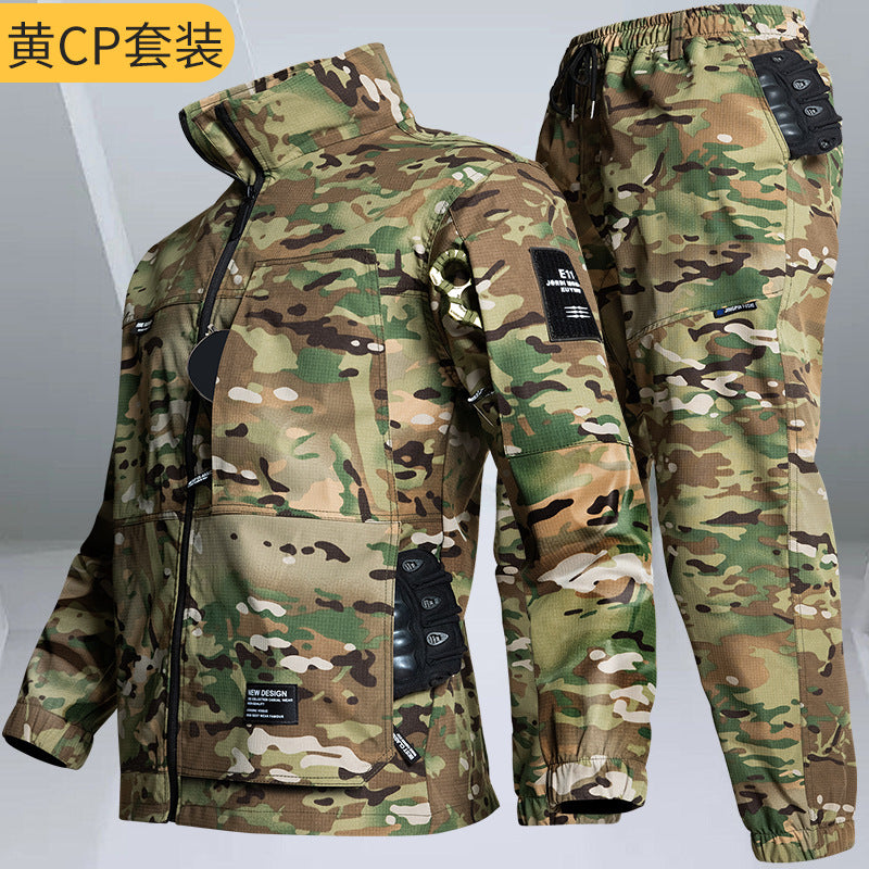 Outdoor Summer Camouflage Clothing suit Men's Wear-resistant Tear-resistant Multi-pocket Labor Protection Breathable Quick-drying Training Clothing Men's Tooling