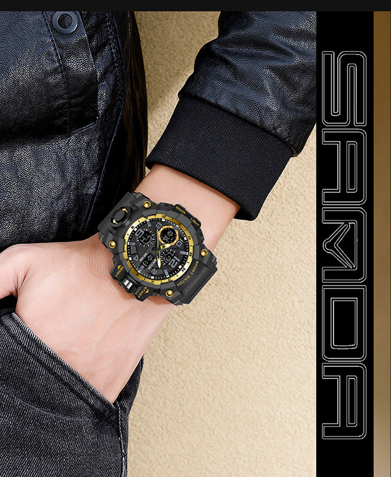 Sanda Hot-Selling Watch Korean Version Student Party Multi-Functional Waterproof Alarm Clock Electronic Watch Cool Dual Display Luminous Sports Watch by PDG ibma