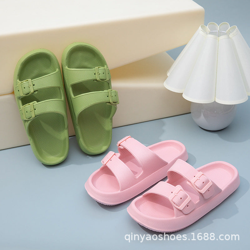 Double Strips Feeling EVA Slippers Women's Summer Bathing Slippers Home Sandals Men's Outdoor Beach Sandals