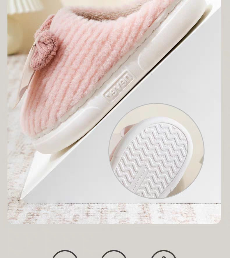 Cotton Slippers for Women in Autumn and Winter Home Non-Slip Thick-Soled Plush Indoor Home Slippers for Couples Plus Plush Slippers