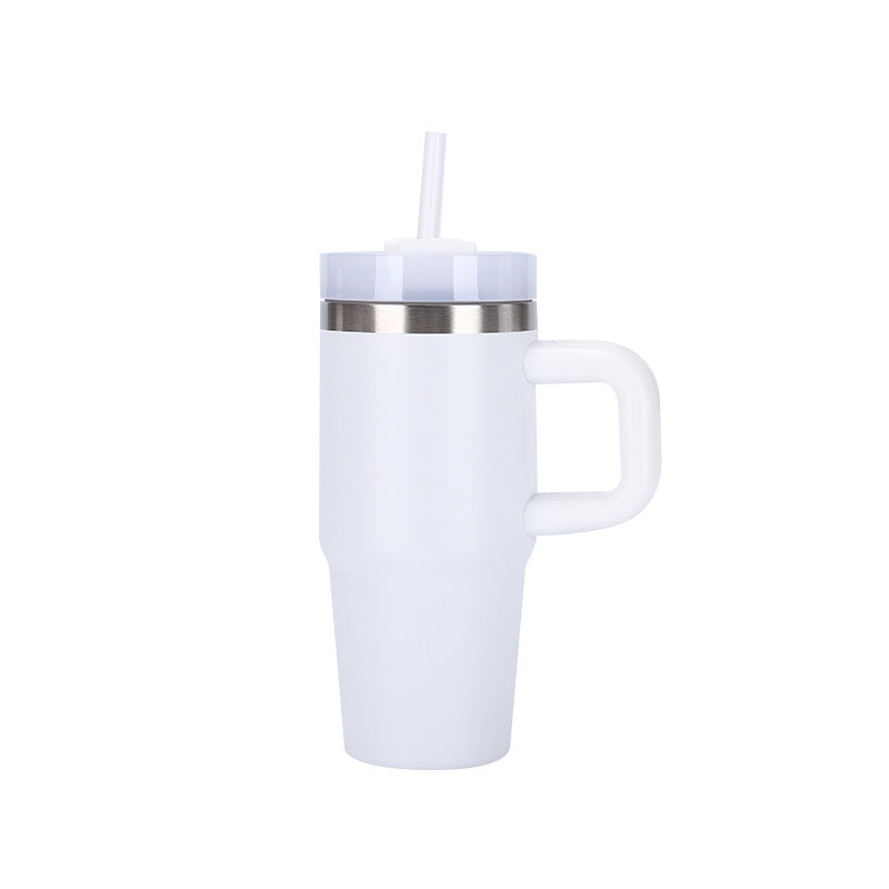 14oz Large-Capacity Handle Car Cup 304 Stainless Steel Thermal Insulation Ice Cup Outdoor High-Looking Straw Cup