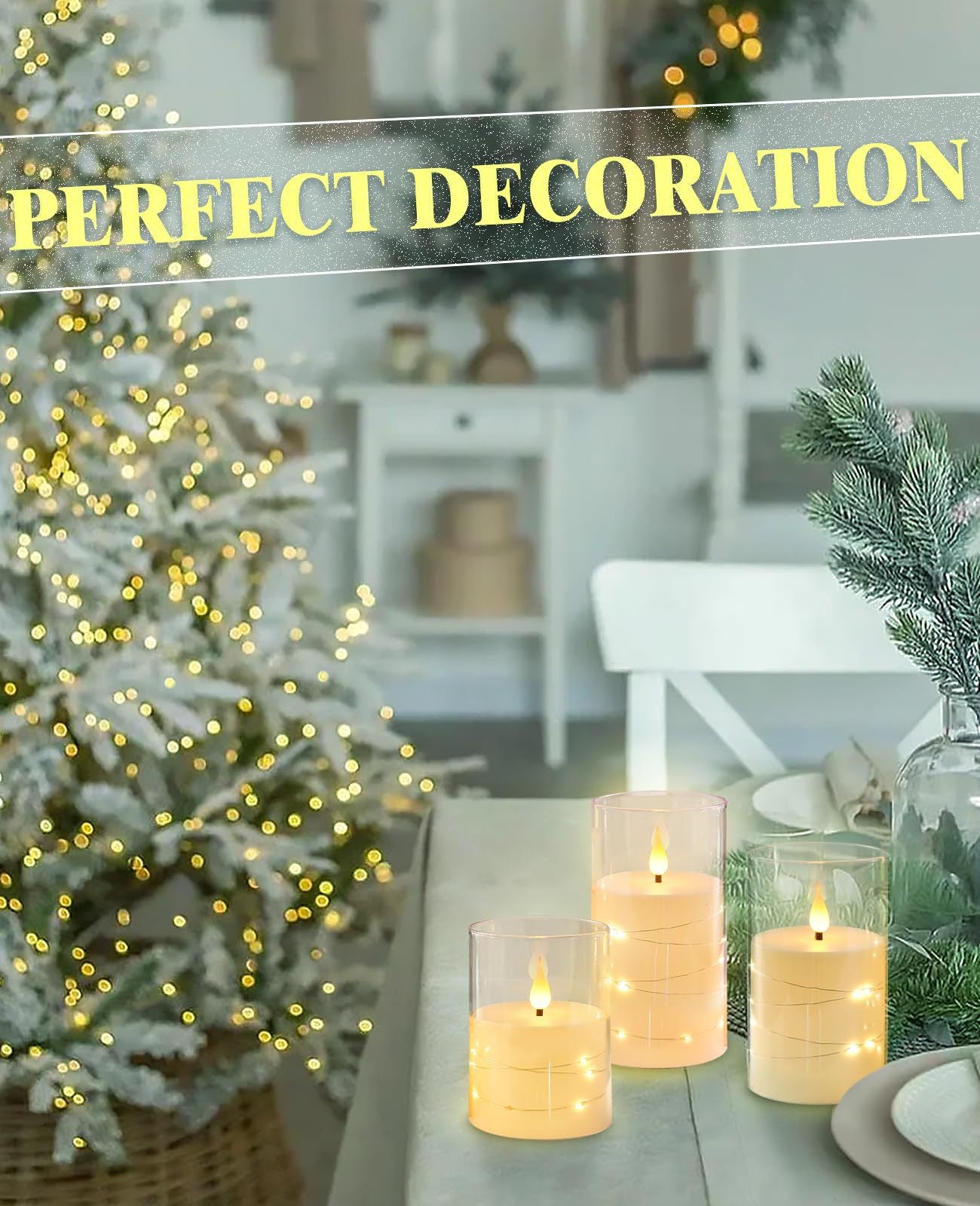 Flameless Candle Battery Powered Candle LED Fairy Light Plexiglass Candle with Remote Control Holiday Candle