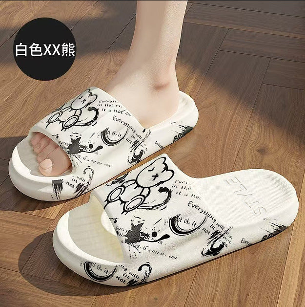 2025 New Summer Slippers for Women to Wear Outside Home Indoor Bathroom Bathing Pregnant Women Anti-Slip Anti-Odor Couple Sandals Slippers