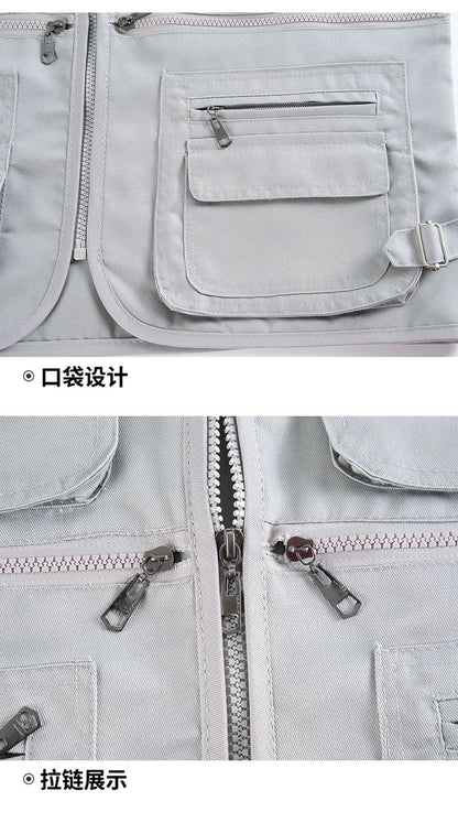 Cross-Border Outdoor Multi-Pocket Vest Men's Fishing Vest Photography Middle-Aged Men's Tops Work Clothes Middle-Aged and Elderly Dad Wear