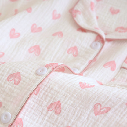 Various Style Spring and Summer Cotton Crepe Pajamas Sweet Three-Piece Short-Sleeved Trousers Spring and Autumn Loose Casual suit