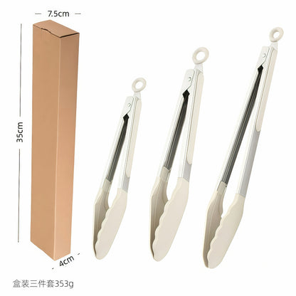 Cross-Border Silicone Clips, High Temperature Resistant Kitchen Anti-Scalding Barbecue Barbecue Clips, Food Clips, Household Stainless Steel Steak Clips