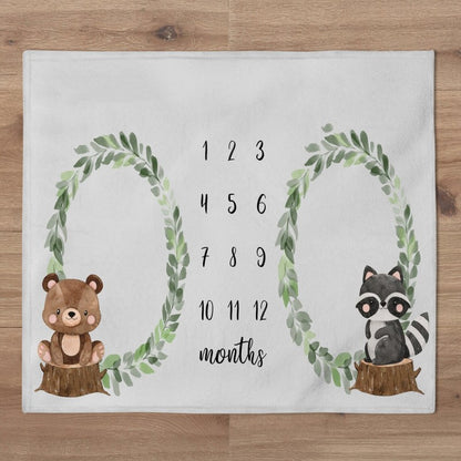 Twins Milestone Photography Blanket Flannel Blanket with Frame Baby Photo Blanket Baby Growth Memorial Blanket